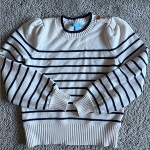 Draper James Navy and Cream Striped Crew Neck Sweater
